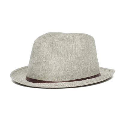Goorin Bros. ebenezer center dent medium brim linen fedora hat Green left side view