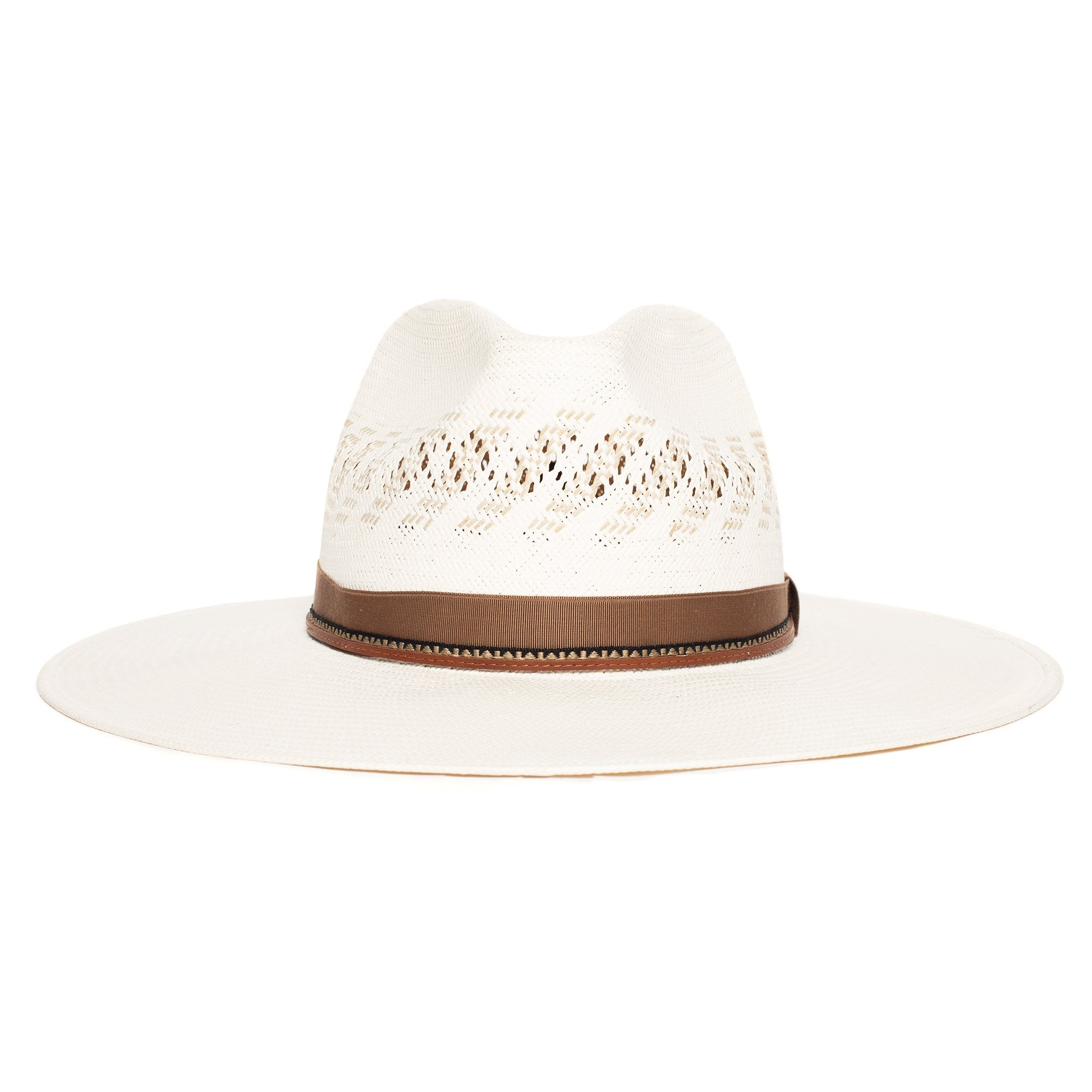 Goorin Bros. wild wood straw wide brim fedora White front view