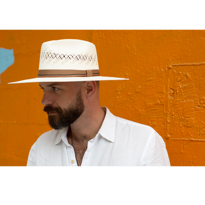 Goorin Bros. wild wood straw wide brim fedora White  mens styling