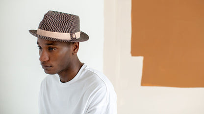 Goorin Bros. silver soul paper diamond porkpie fedora Black hero shot on male model