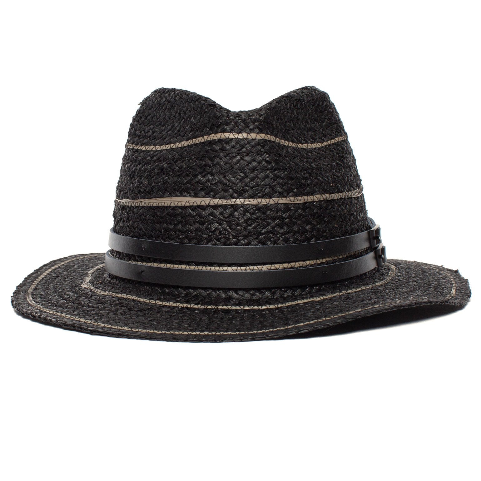 Goorin Bros. tanlines raffia fedora Black front view