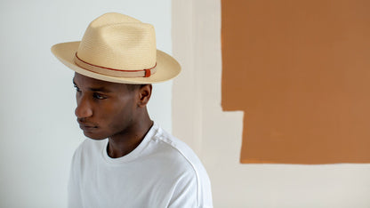 Goorin Bros. dream boat straw fedora Tan hero shot on male model