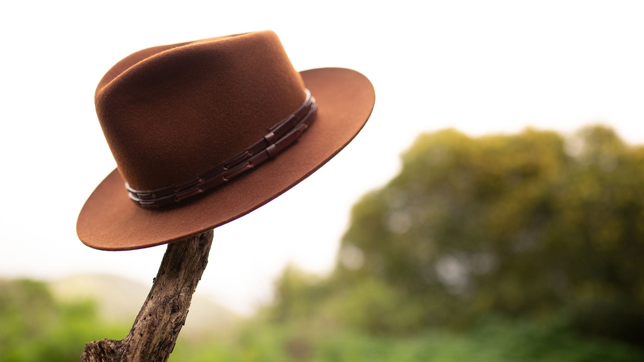 Goorin Bros. deep river wool fedora Rust hero shot on male model