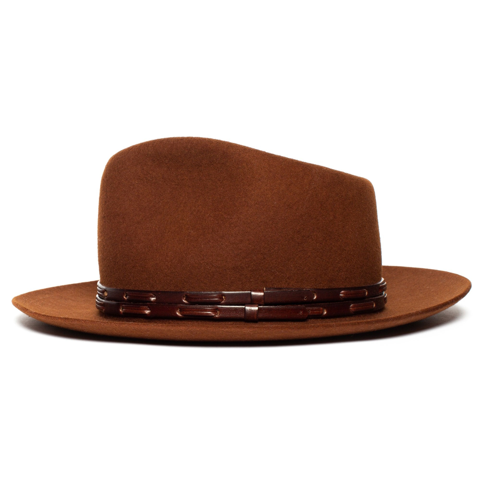 Goorin Bros. deep river wool fedora Rust side view