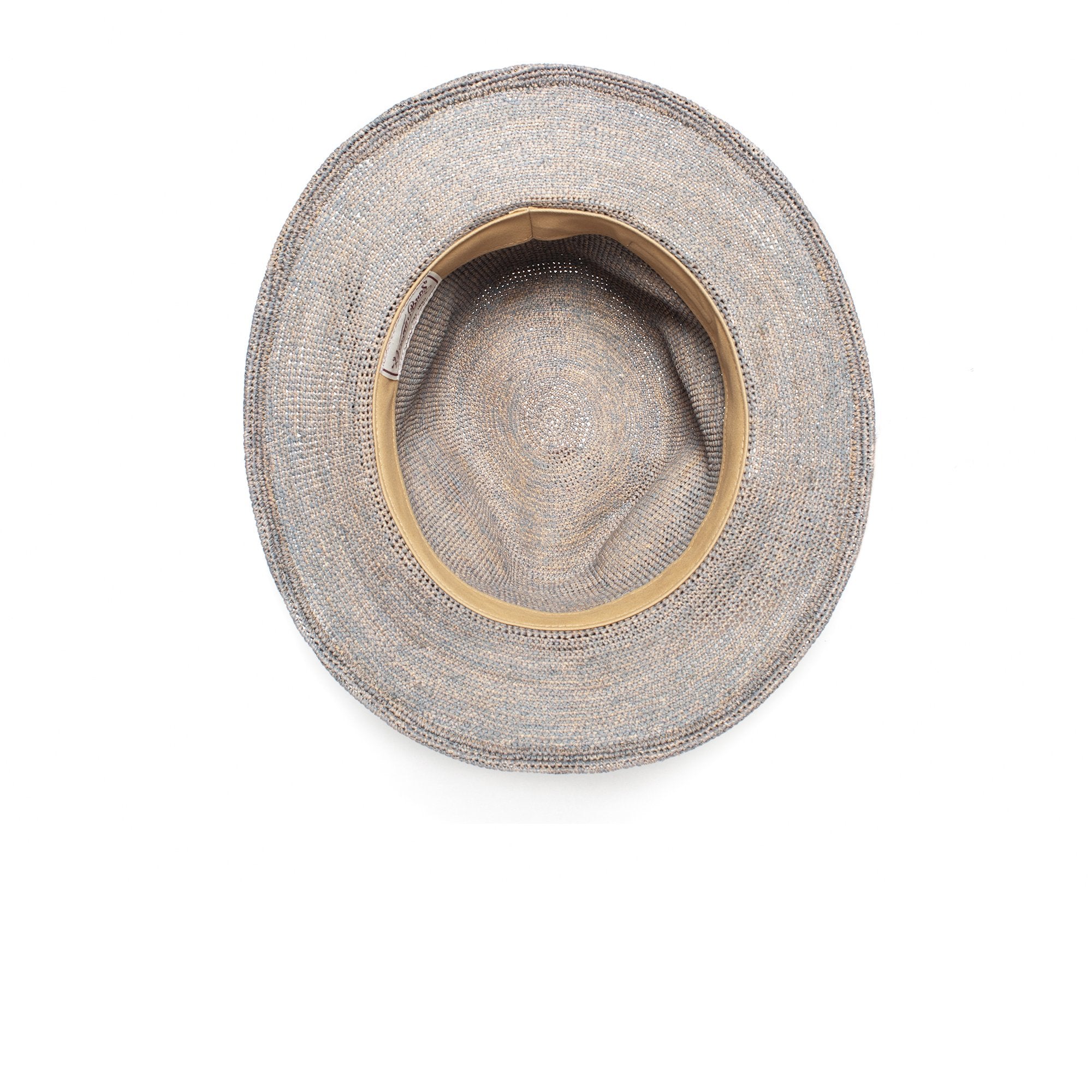 Goorin Bros. blueberry haze center dent wide brim straw fedora hat Grey under view