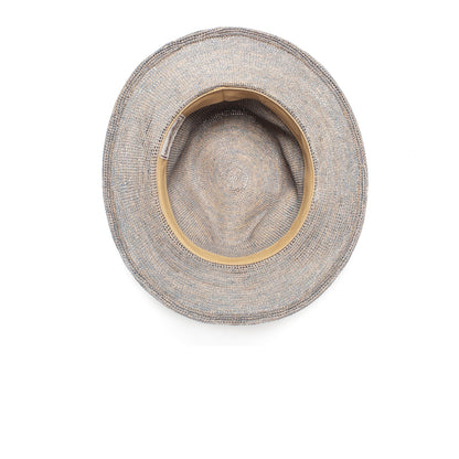 Goorin Bros. blueberry haze center dent wide brim straw fedora hat Grey under view