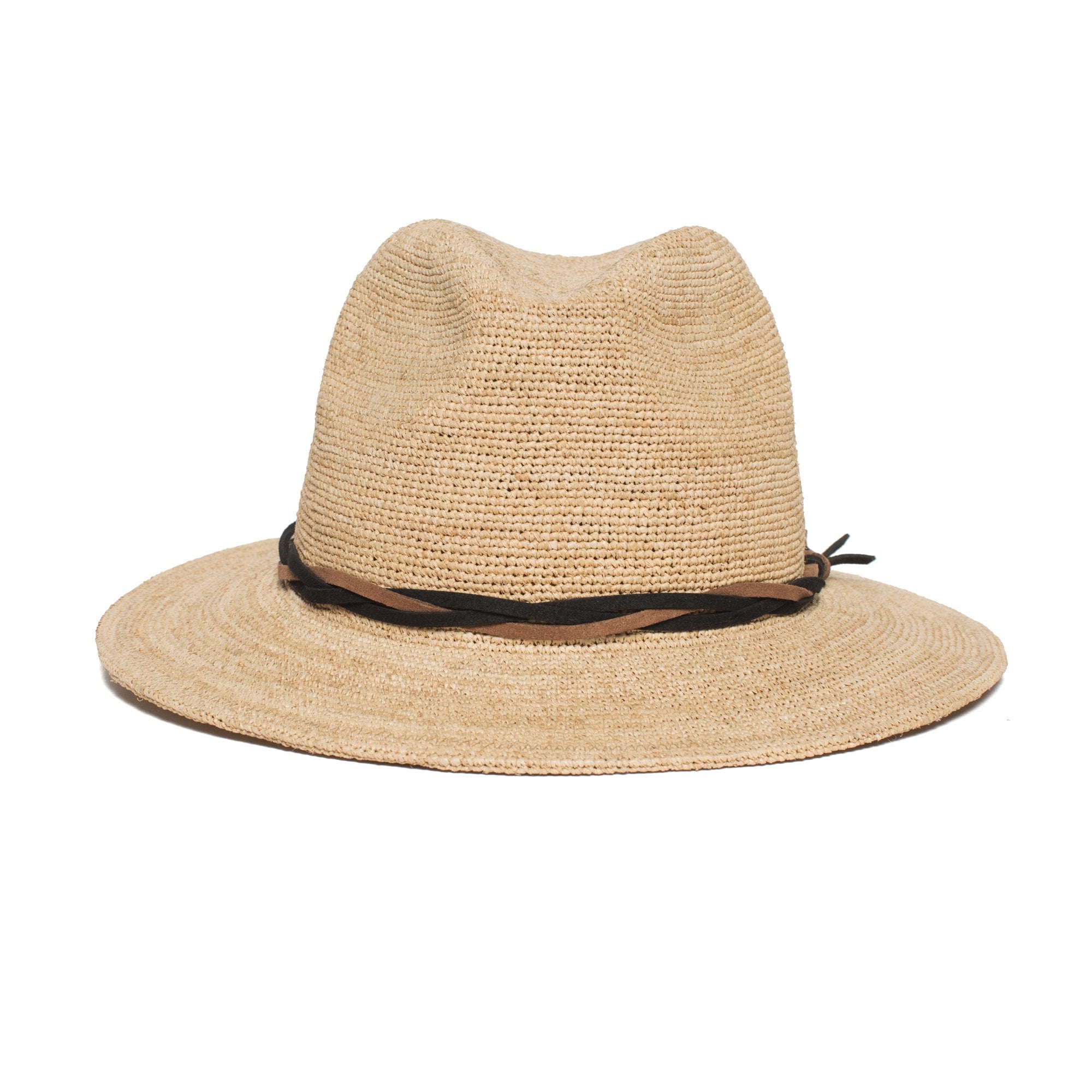 Goorin Bros. blueberry haze center dent wide brim straw fedora hat Natural front view
