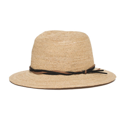 Goorin Bros. blueberry haze center dent wide brim straw fedora hat Natural left side view