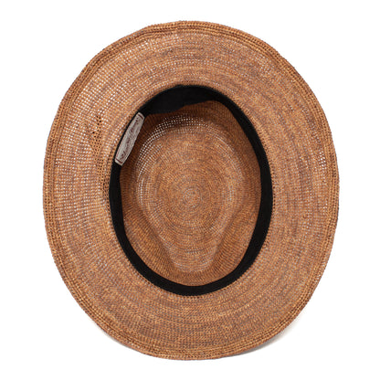 Goorin Bros. blueberry haze center dent wide brim straw fedora hat Whiskey under view