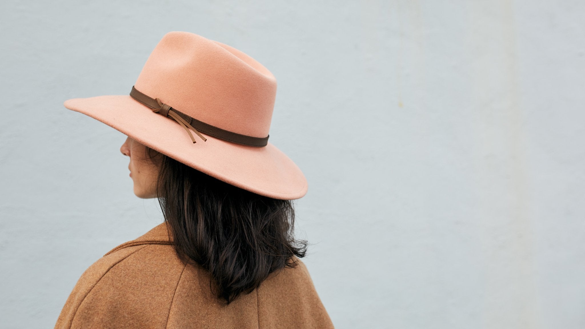 Goorin Bros. joelle rose wool wide brim fedora Pink hero shot on female model