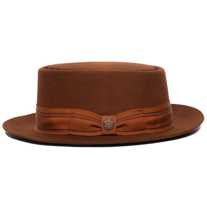 Goorin Bros. top brass wool porkpie Oak side view