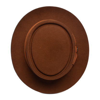 Goorin Bros. top brass wool porkpie Oak top view