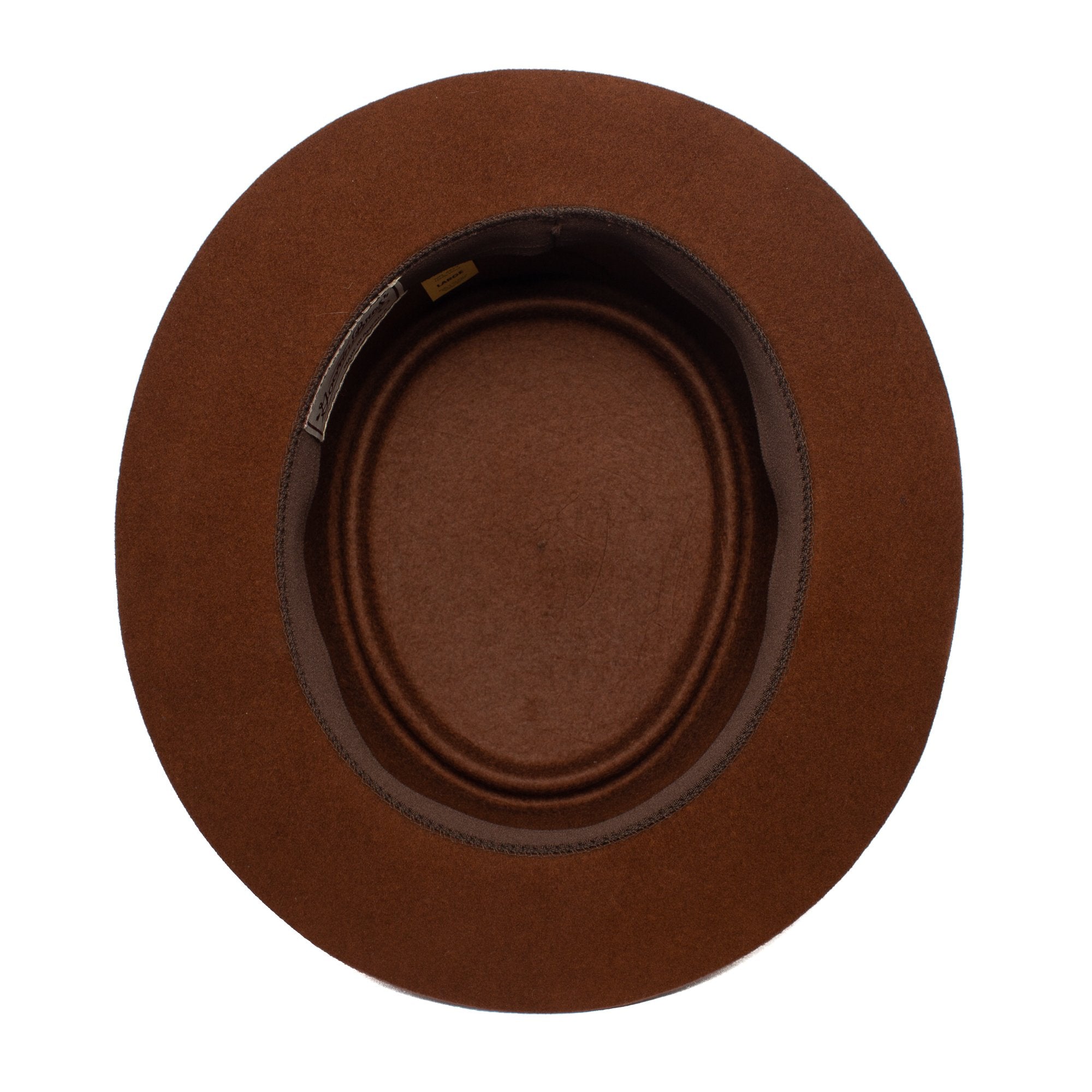 Goorin Bros. top brass wool porkpie Oak under view