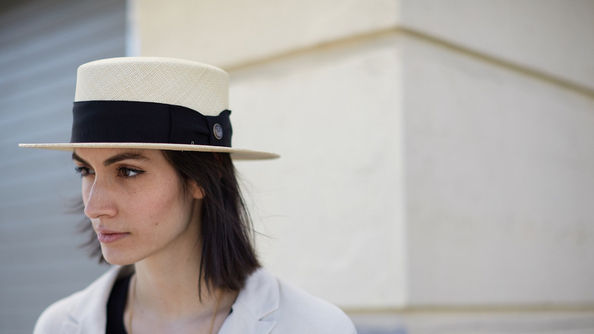 Goorin Bros. giovanni de luca straw wide brim boater Natural hero shot on female model