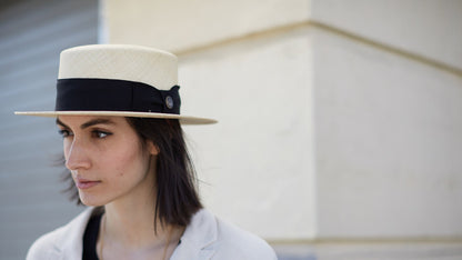 Goorin Bros. giovanni de luca straw wide brim boater Natural hero shot on female model
