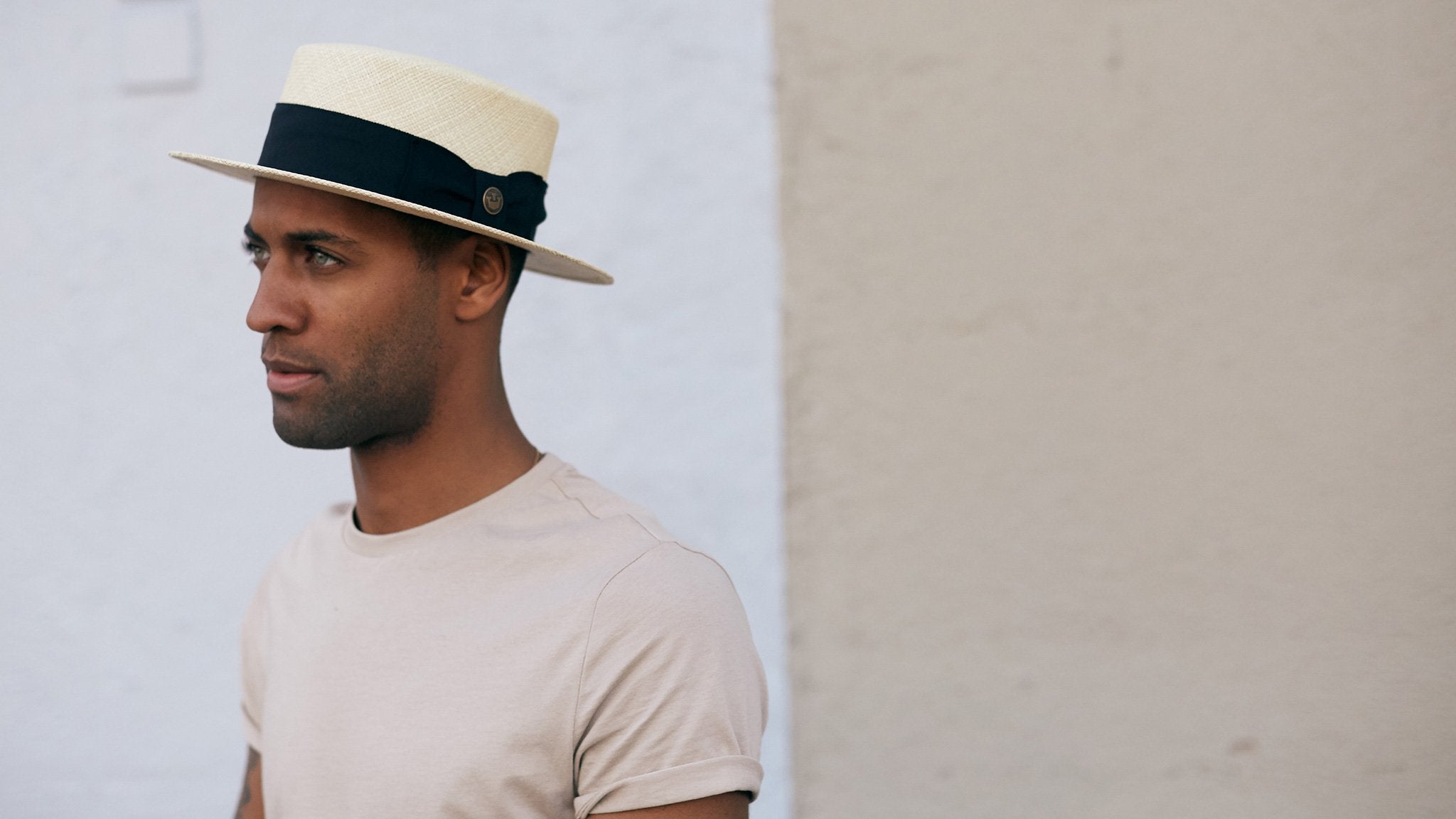 Goorin Bros. giovanni de luca straw wide brim boater Natural hero shot on male model
