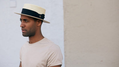 Goorin Bros. giovanni de luca straw wide brim boater Natural hero shot on male model