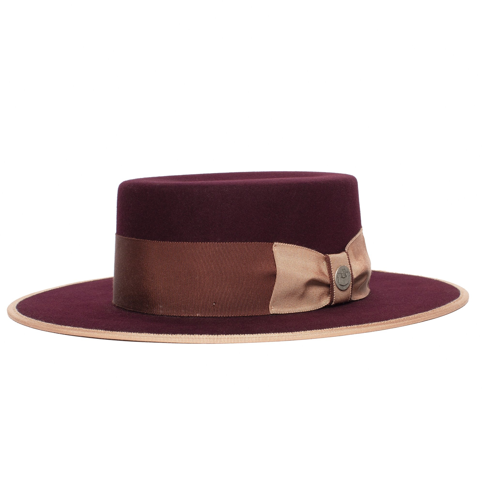 Goorin Bros. honeymoon boater Burgundy left side view