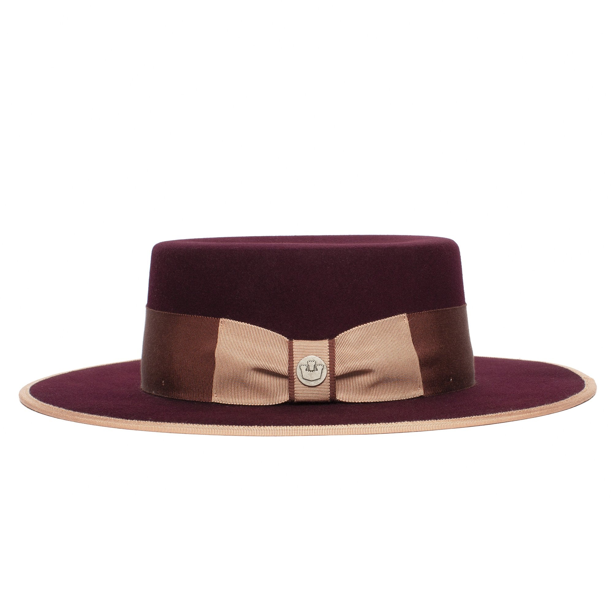 Goorin Bros. honeymoon boater Burgundy side view