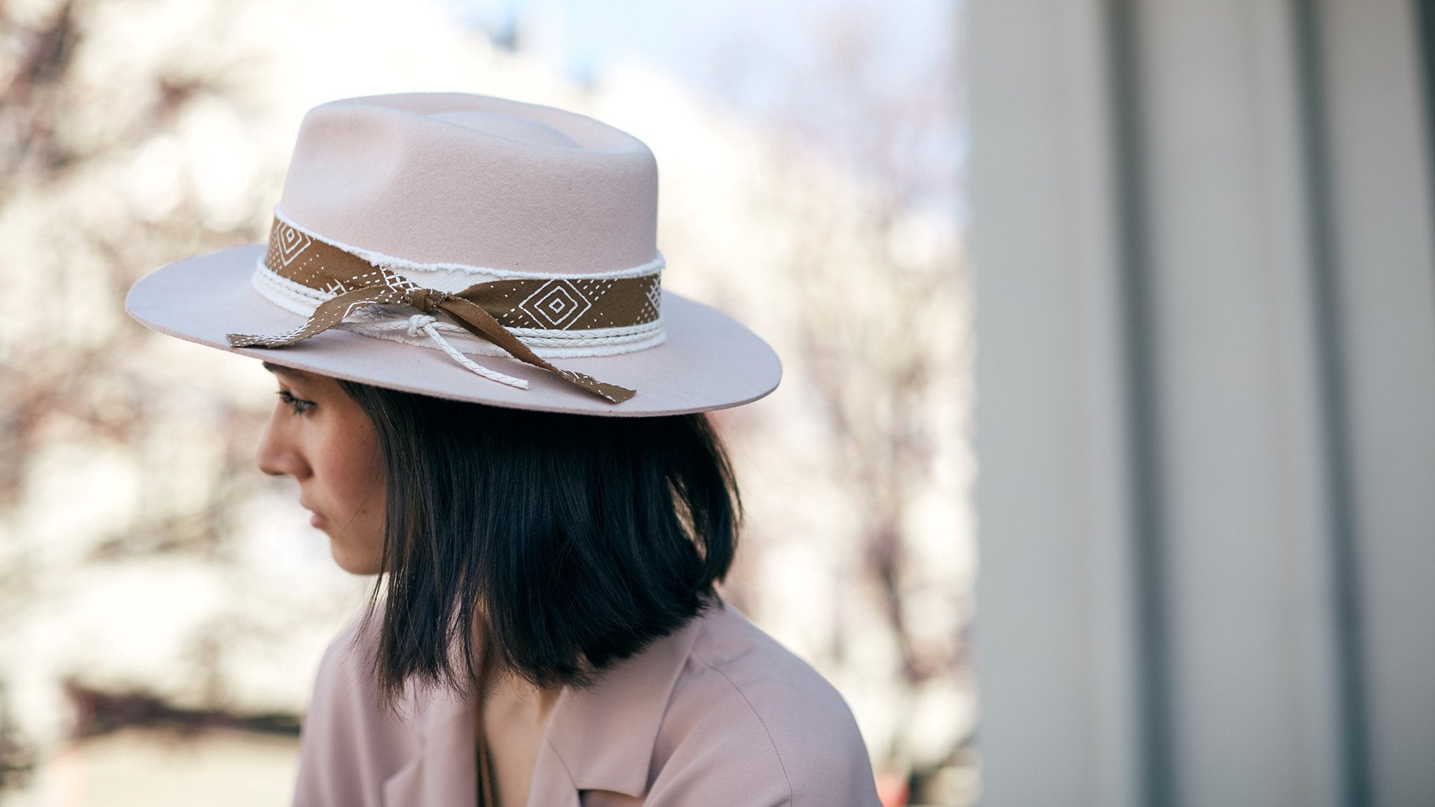 Goorin Bros. marley wool fedora Creme hero shot on female model
