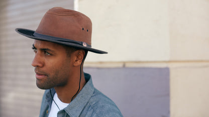 Goorin Bros. down the bayou cotton diamond porkpie fedora Brown hero shot on male model