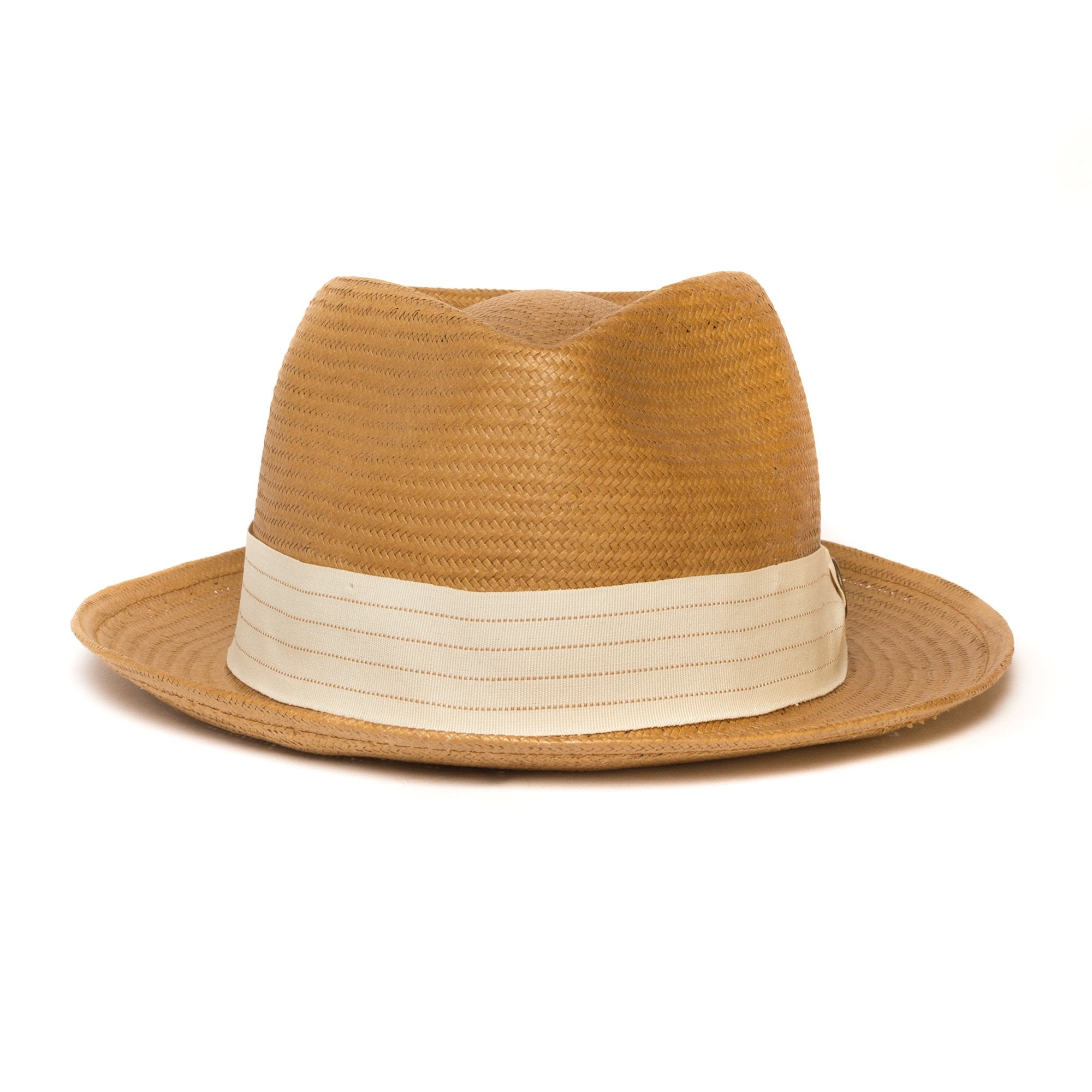 Goorin Bros. snare teardrop medium brim straw fedora hat Natural front view