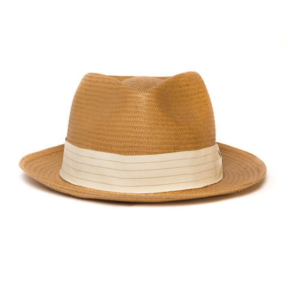 Goorin Bros. snare teardrop medium brim straw fedora hat Natural front view