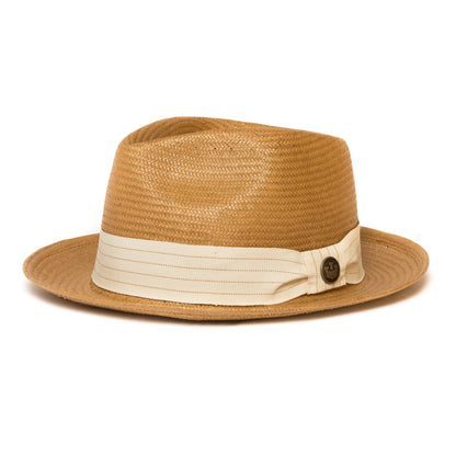 Goorin Bros. snare teardrop medium brim straw fedora hat Natural left side view