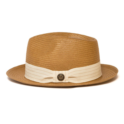 Goorin Bros. snare teardrop medium brim straw fedora hat Natural side view