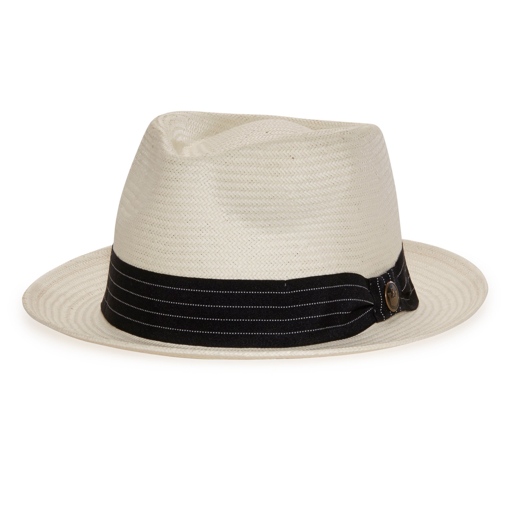 Goorin Bros. snare teardrop medium brim straw fedora hat Stone left side view