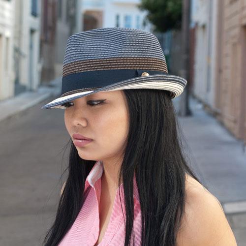 Goorin Bros. digital love straw a crown fedora Navy  womens styling