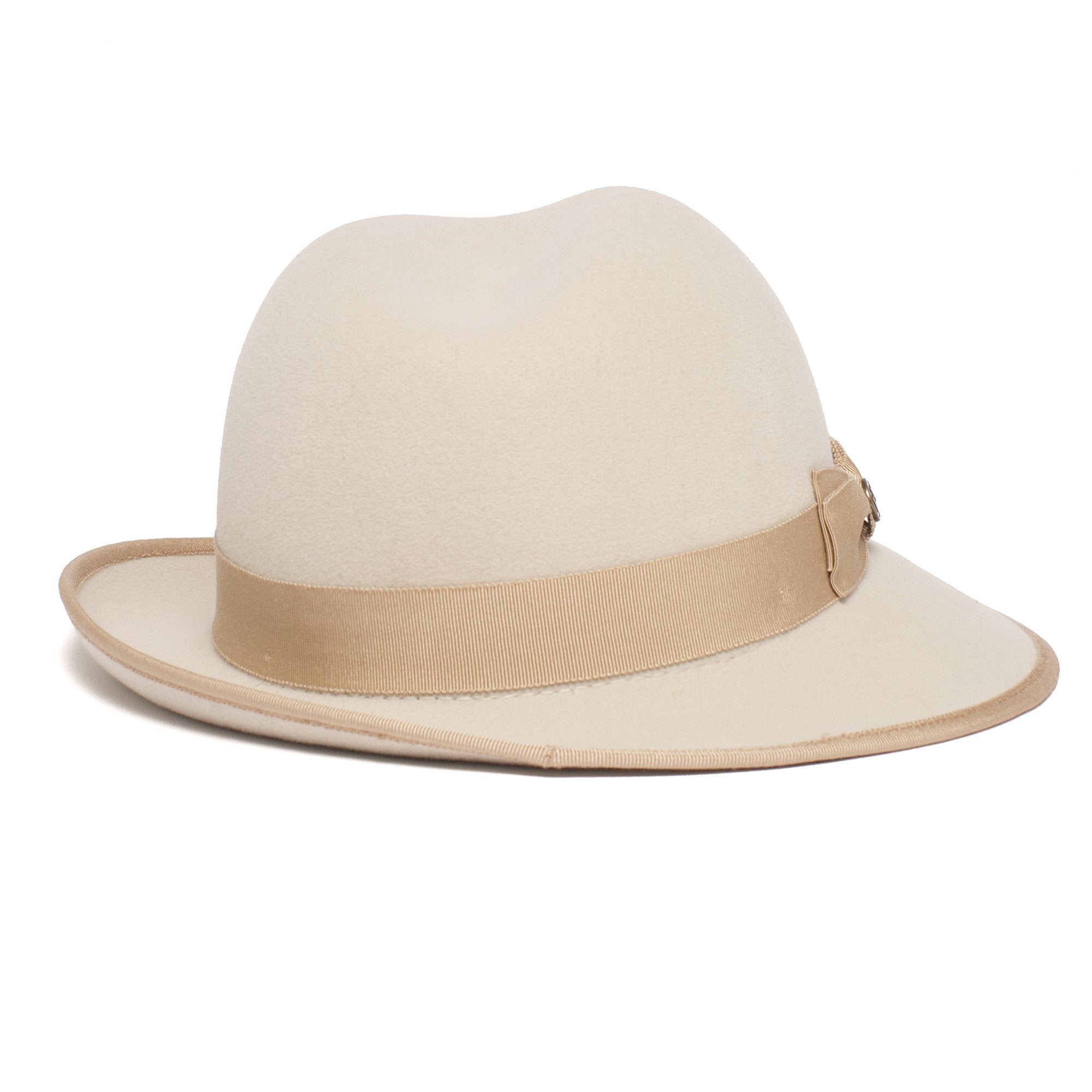 Goorin Bros. beverly corleon center dent medium brim felt fedora hat Creme front view