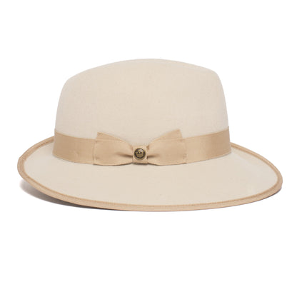 Goorin Bros. beverly corleon center dent medium brim felt fedora hat Creme side view
