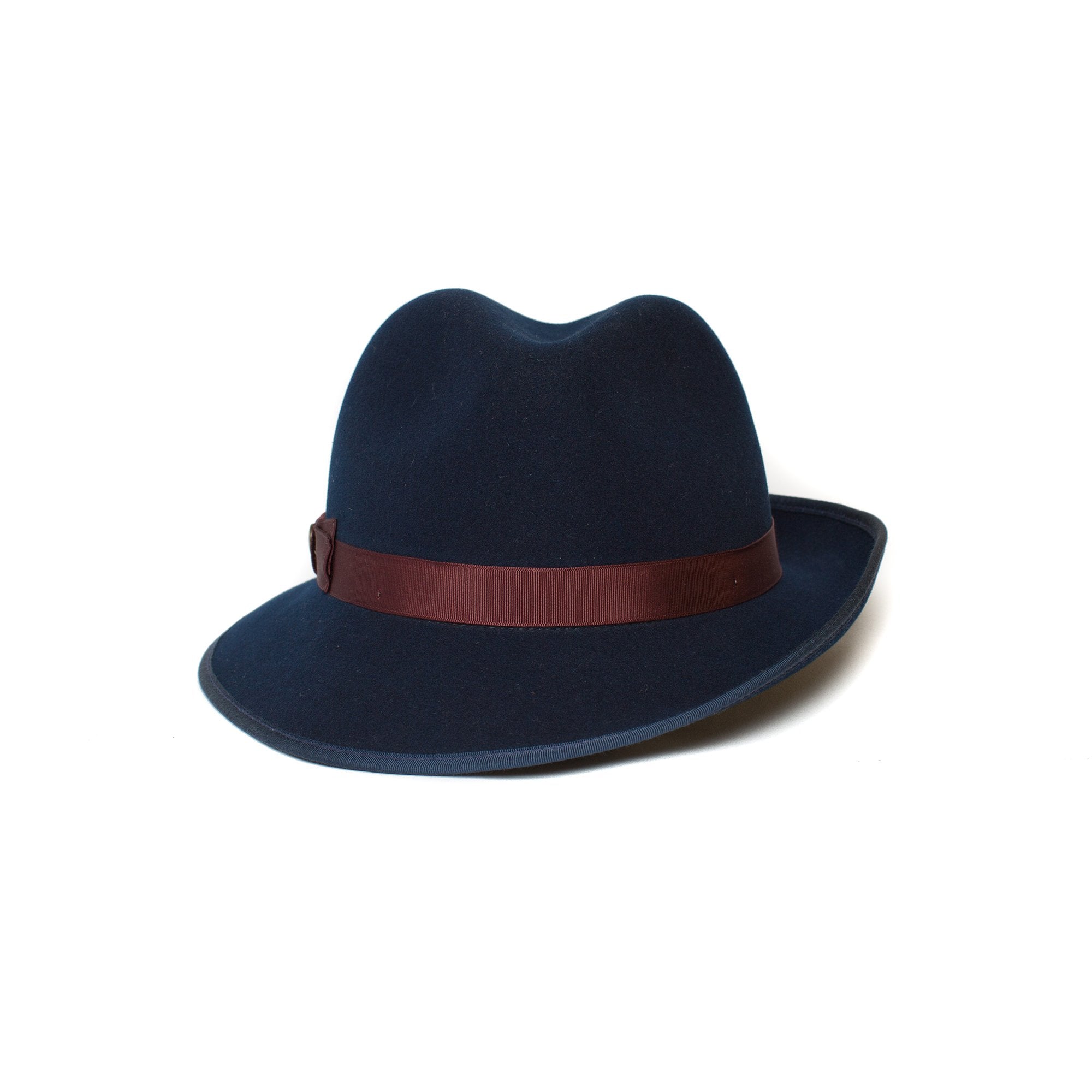 Goorin Bros. beverly corleon center dent medium brim felt fedora hat Navy back view