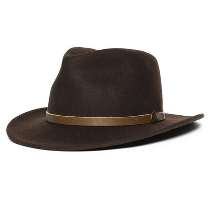 Goorin Bros. henry jones teardrop wide brim felt fedora hat Brown left side view