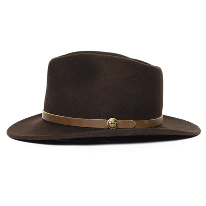 Goorin Bros. henry jones teardrop wide brim felt fedora hat Brown side view