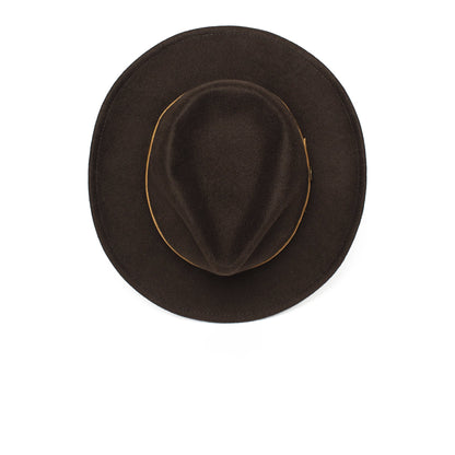 Goorin Bros. henry jones teardrop wide brim felt fedora hat Brown top view