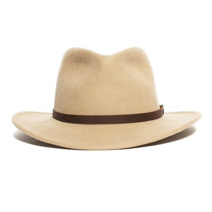 Goorin Bros. henry jones teardrop wide brim felt fedora hat Sand front view