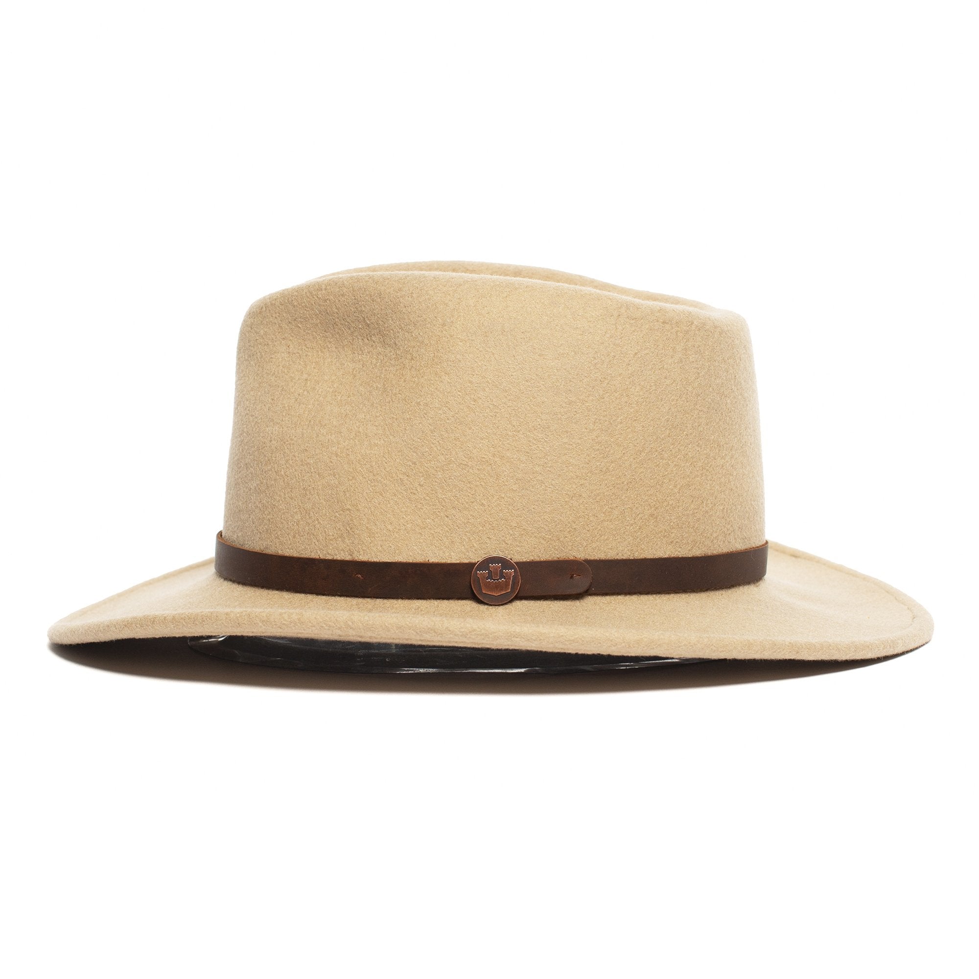 Goorin Bros. henry jones teardrop wide brim felt fedora hat Sand side view