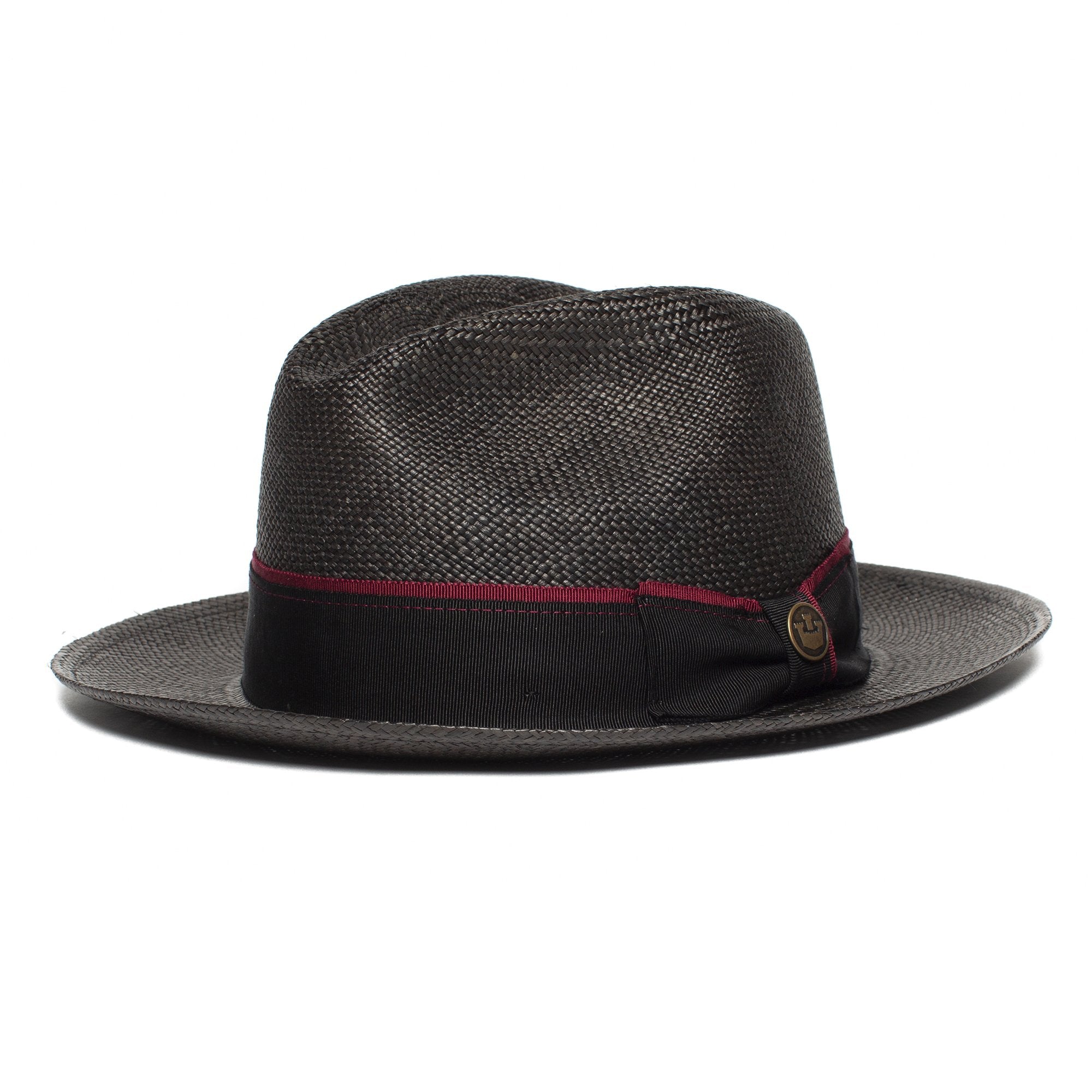 Goorin Bros. ruben gonzalez center dent wide brim straw fedora hat Black left side view