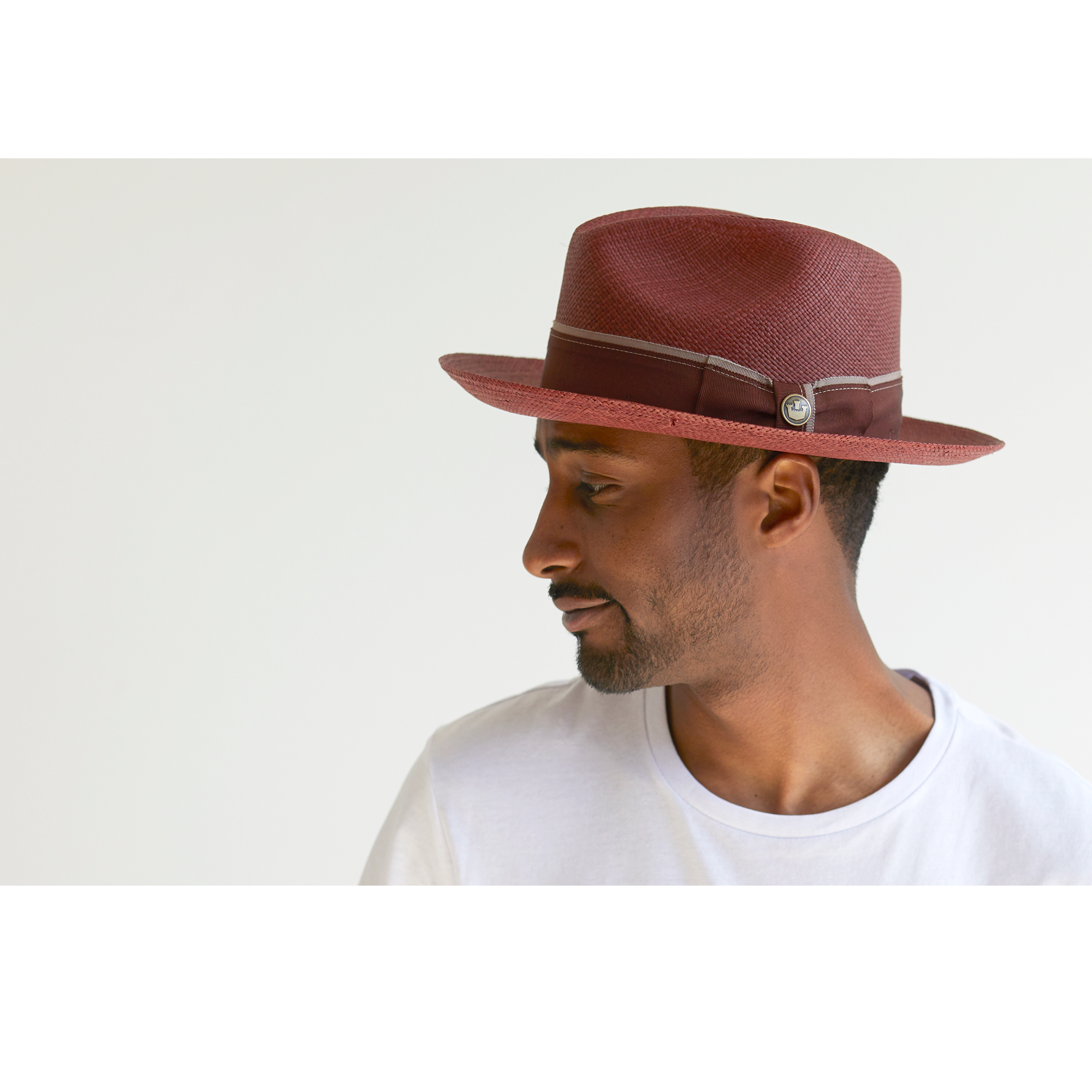 Goorin Bros. ruben gonzalez center dent wide brim straw fedora hat Burgundy  mens styling