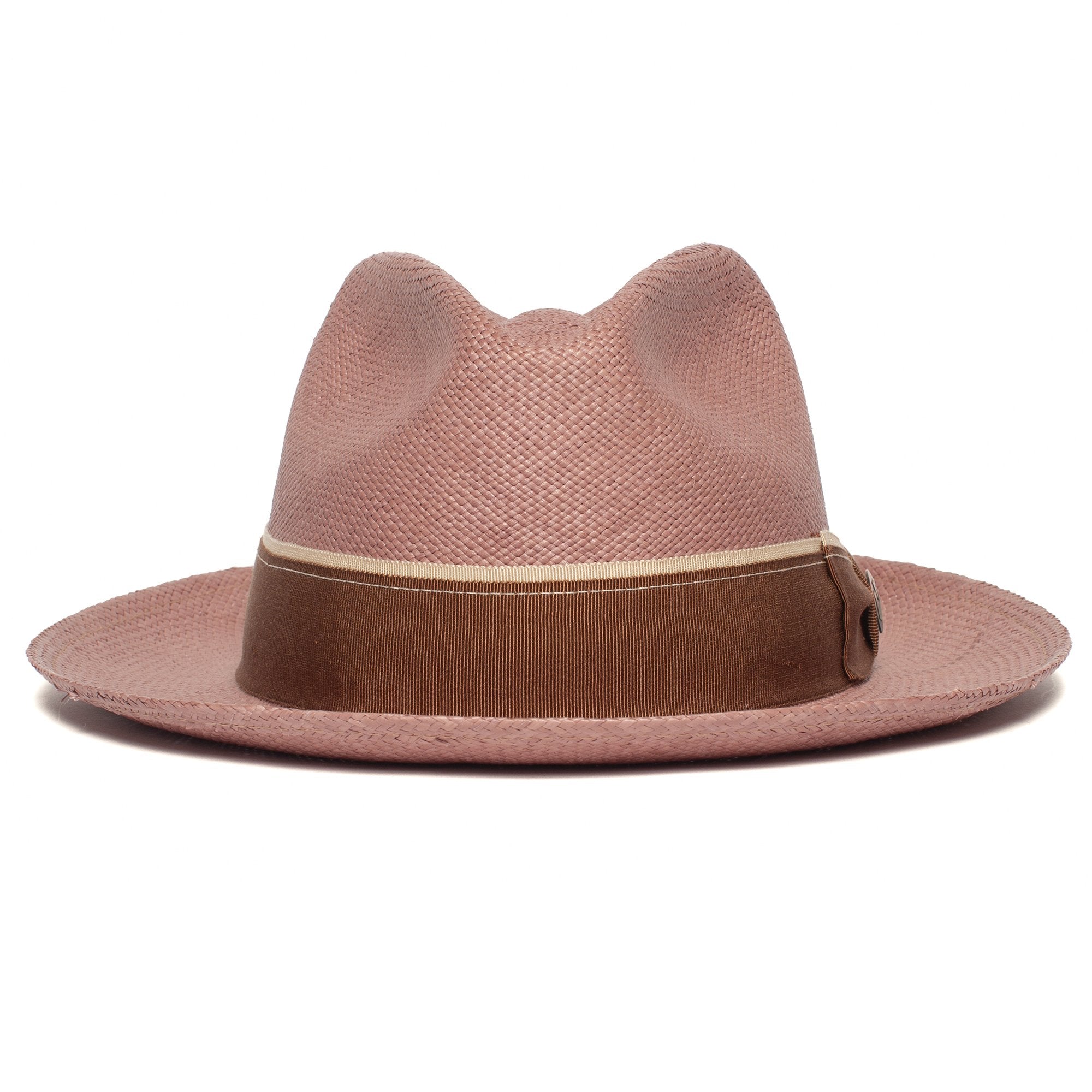 Goorin Bros. ruben gonzalez center dent wide brim straw fedora hat Pink front view