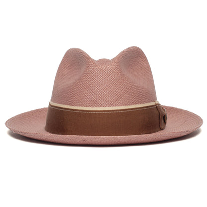 Goorin Bros. ruben gonzalez center dent wide brim straw fedora hat Pink front view