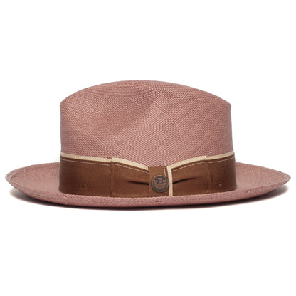 Goorin Bros. ruben gonzalez center dent wide brim straw fedora hat Pink side view