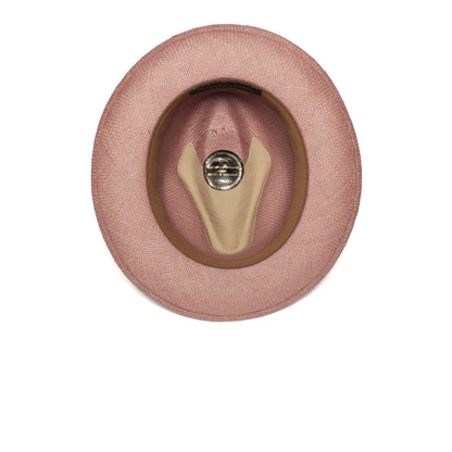 Goorin Bros. ruben gonzalez center dent wide brim straw fedora hat Pink under view