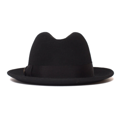 Goorin Bros. dean the butcher center dent wide brim felt fedora hat Black back view