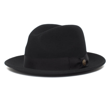 Goorin Bros. dean the butcher center dent wide brim felt fedora hat Black left side view