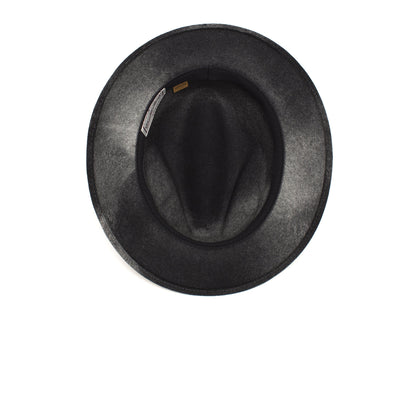 Goorin Bros. dean the butcher center dent wide brim felt fedora hat Charcoal under view