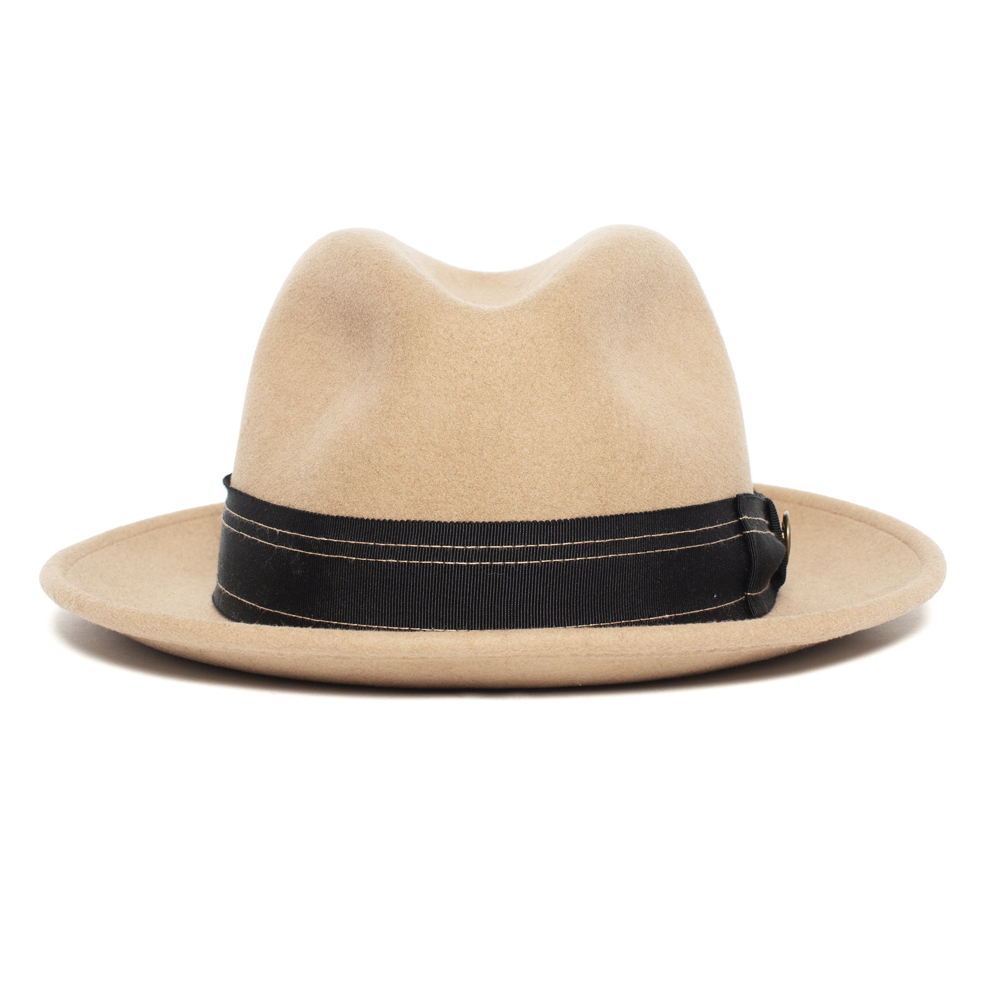 Goorin Bros. dean the butcher center dent wide brim felt fedora hat Camel front view