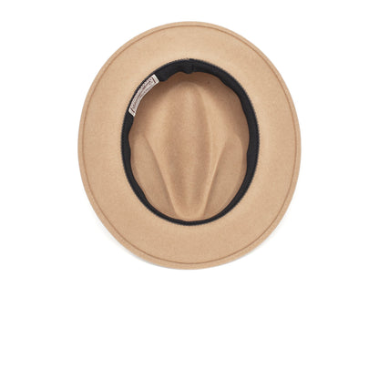 Goorin Bros. dean the butcher center dent wide brim felt fedora hat Camel under view
